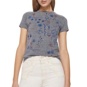 Mother The Sinful Graphic Tee Shirt In Low Frequency Gray Size XS Cotton Blend